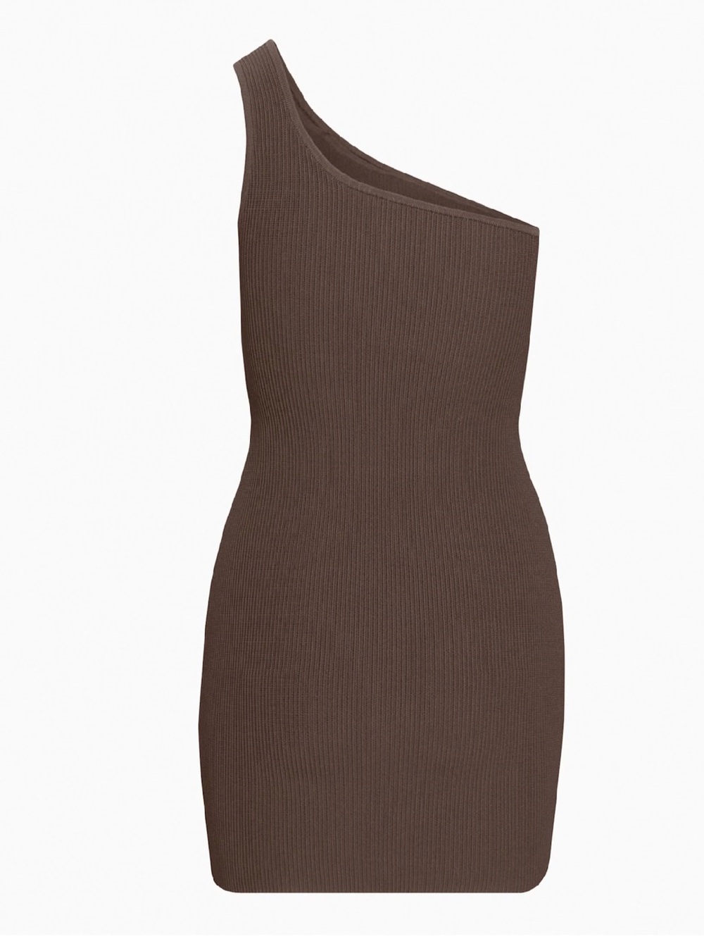 Babaton Sz M Sculpt Knit One-Shoulder Ribbed Dress Deep Taupe Sz Medium Aritzia - Picture 3 of 15